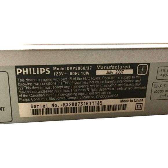 Philips DVD Player, Model DVP3960/37 - No Remote - Picture 11 of 11